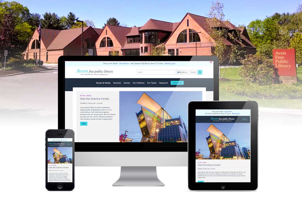 Avon Library building and new website