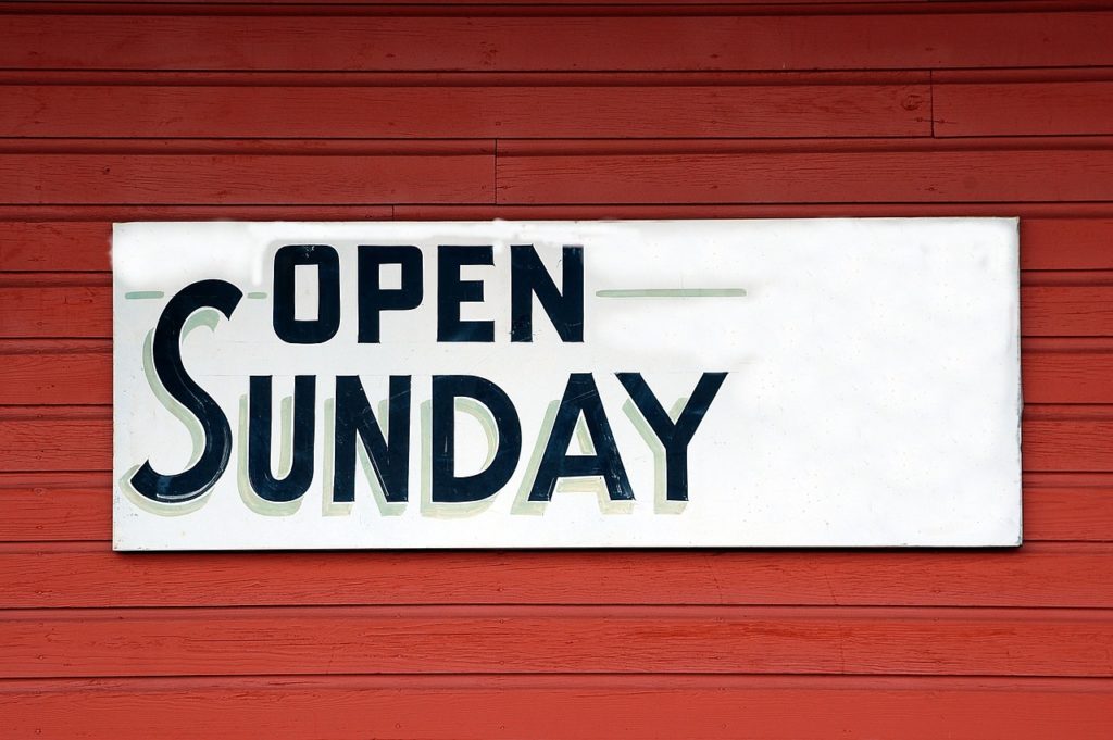 open Sunday sign