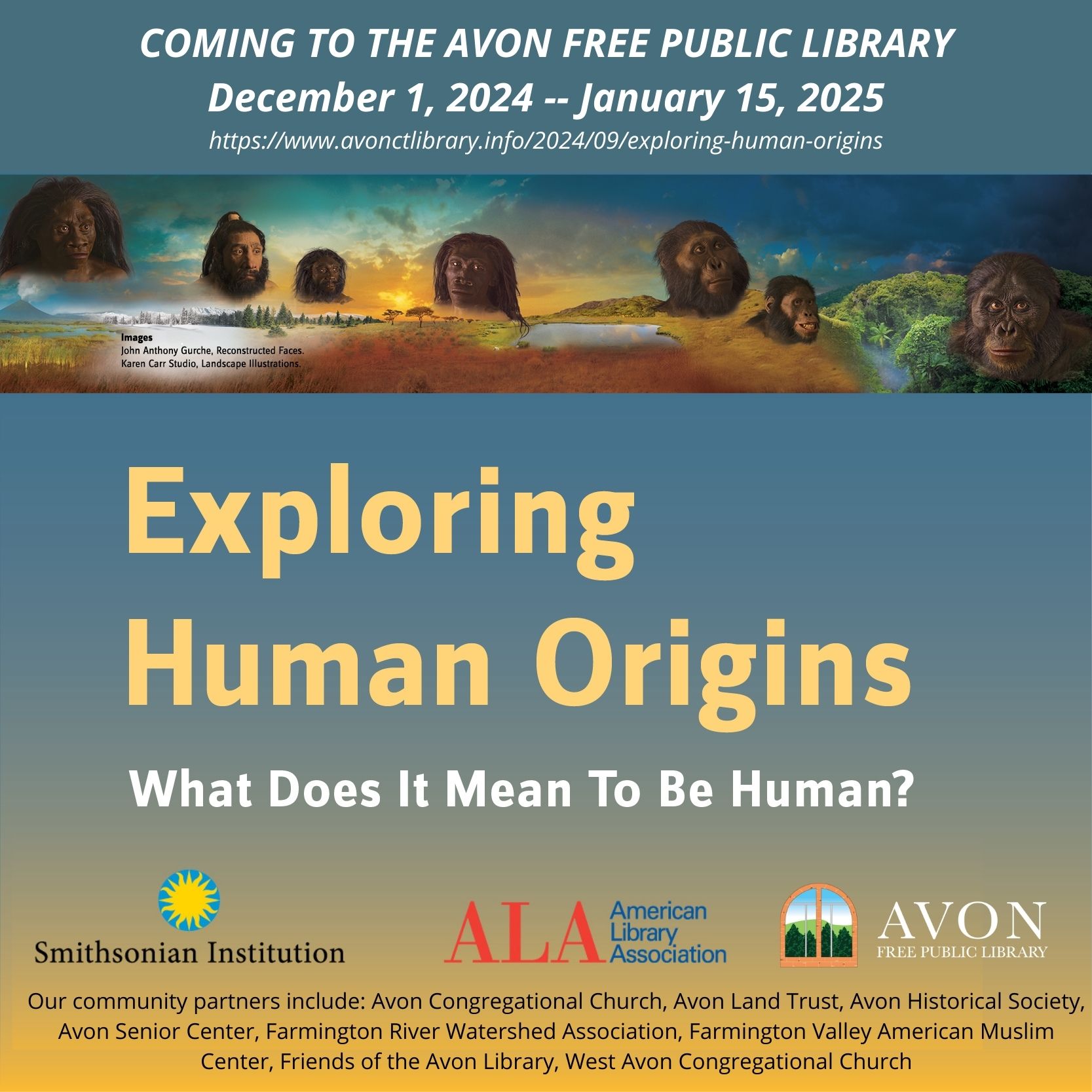 Exploring Human Origins: ALA Traveling Exhibit - Avon Free Public Library