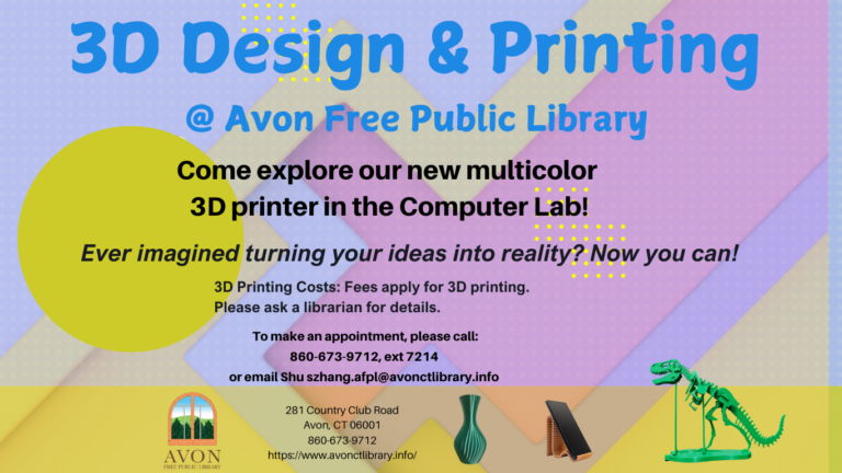 3D Design and Printing - Avon Free Public Library