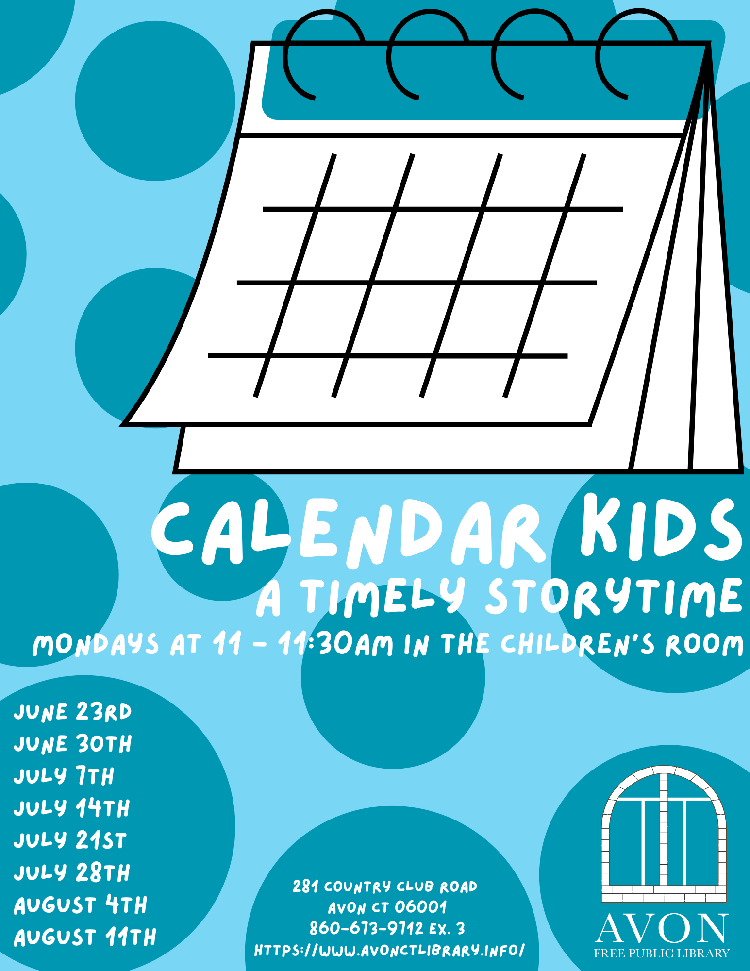 The Calendar Kids - A Timely Storytime event poster.